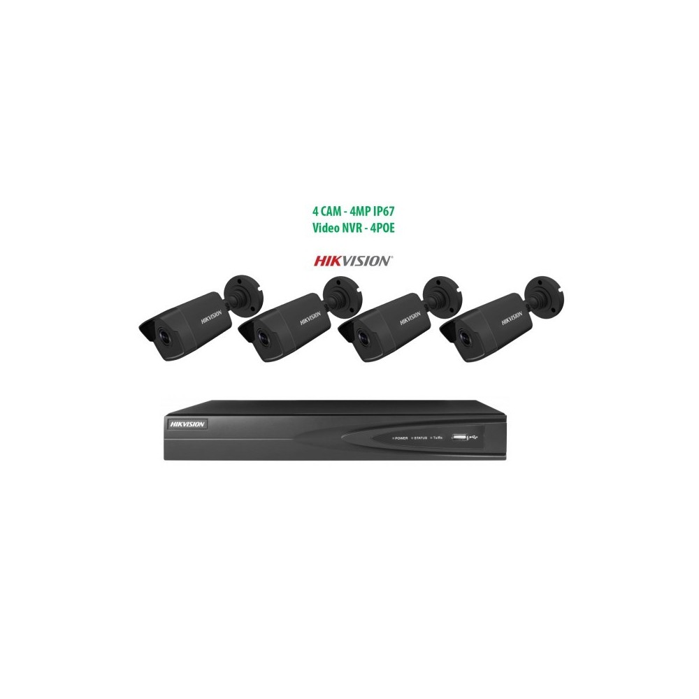 Komplektas Hikvision 4vnt. IP Kameros 4MP Bullet + Hikvision 7604NI-K1/4P