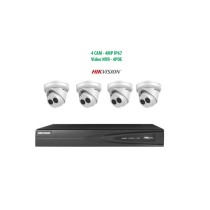 komplektas Hikvision 4vnt. IP Kameros 4MP Dome kameros + Hikvision 7604NI-K1/4P