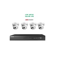 komplektas Hikvision 4vnt. IP Kameros 4MP Dome kameros + Hikvision 7604NI-K1/4P