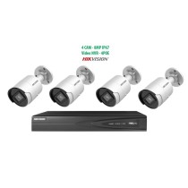 komplektas Hikvision 4vnt. IP Kameros 8MP cilindrinė + Hikvision 7604NI-K1/4P